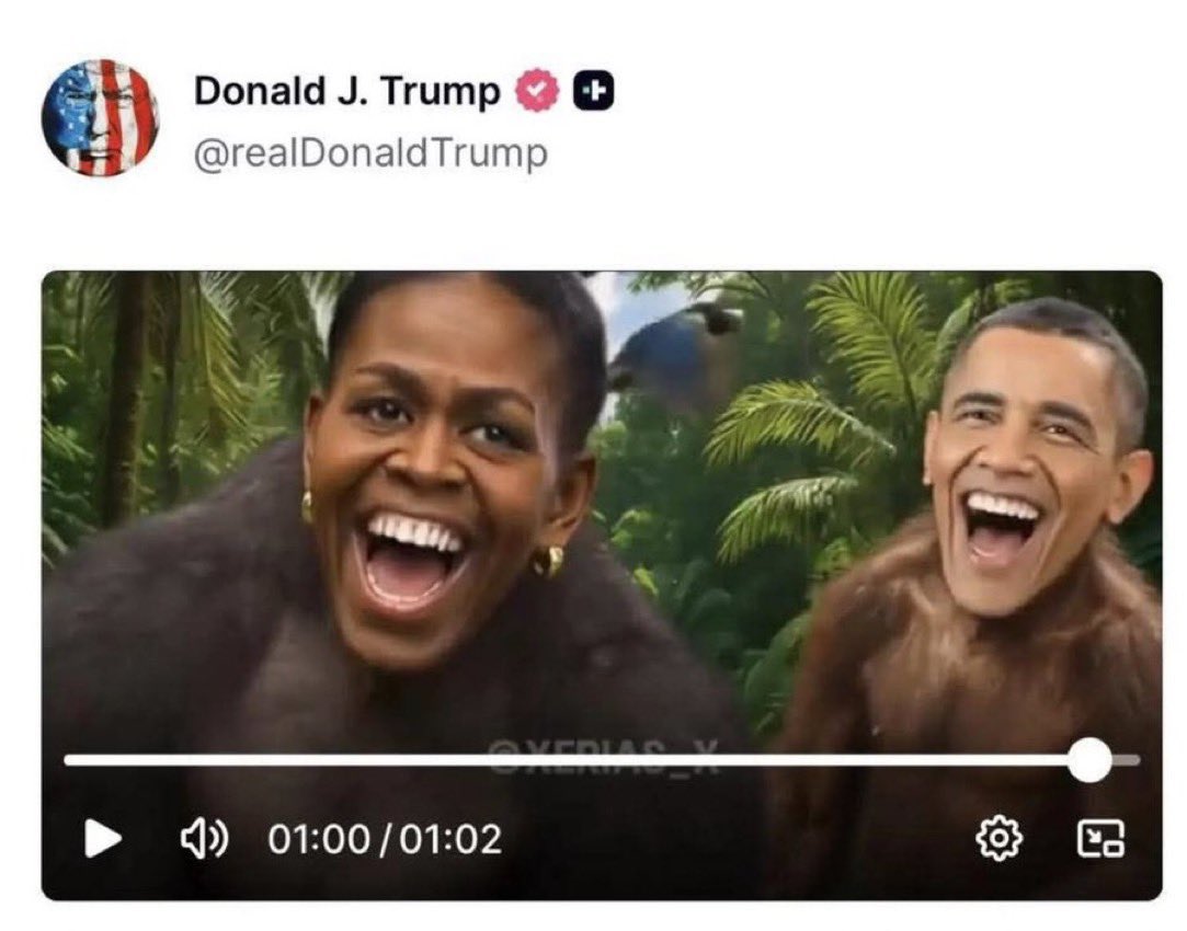 #TrumpIsARacist Trends Amid Backlash Over Truth Social Post Depicting Obamas in Controversial Video