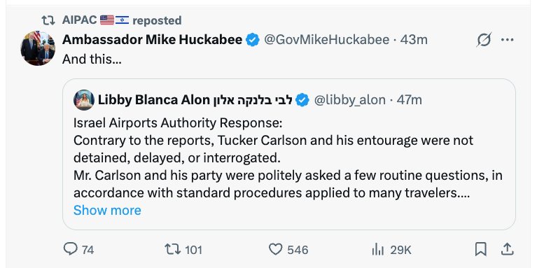 Tucker Carlson Airport Clash: Detained or Routine Check? Dispute Erupts at Ben Gurion After Huckabee Interview