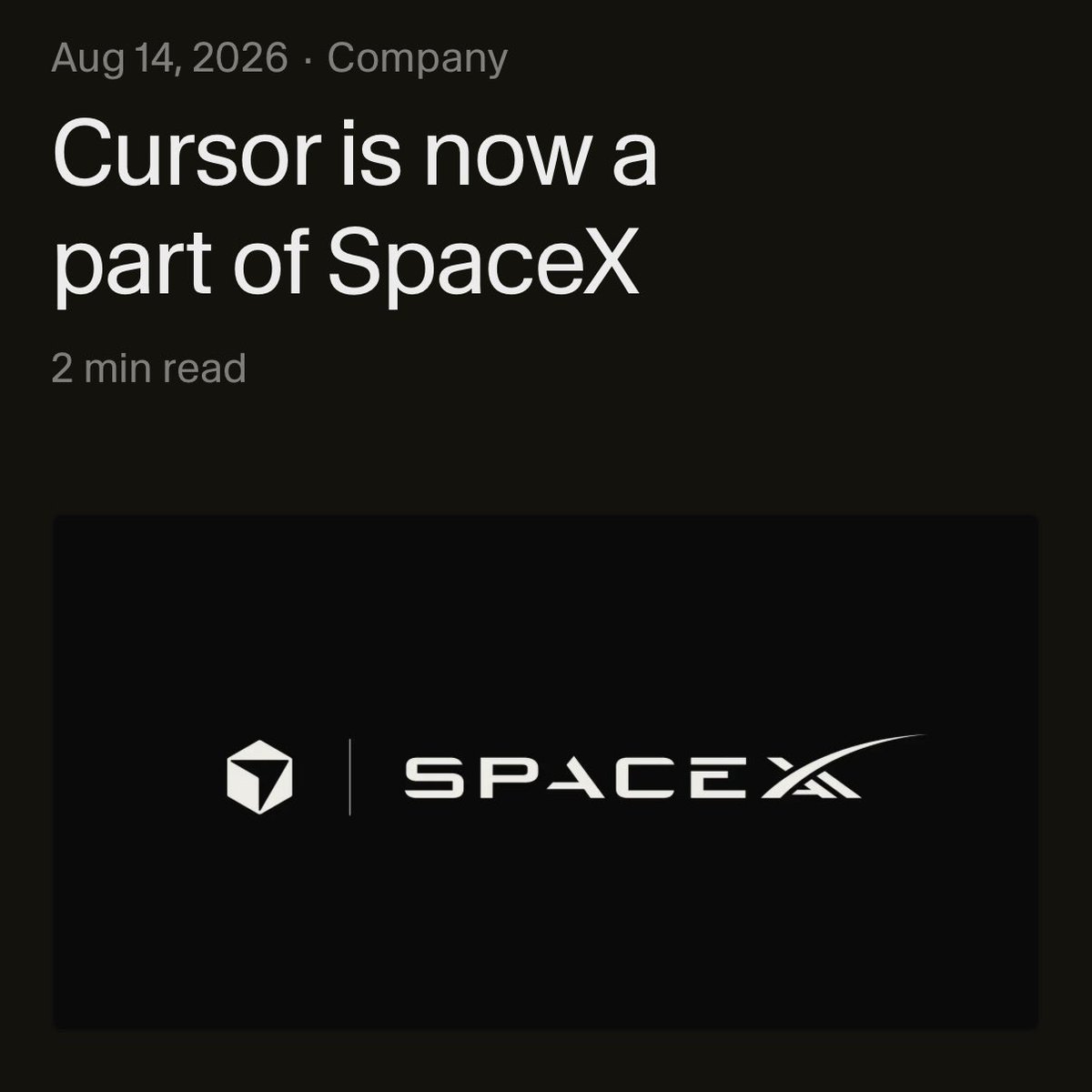Unverified Claim of SpaceX Buying Cursor for $60 Billion Circulates