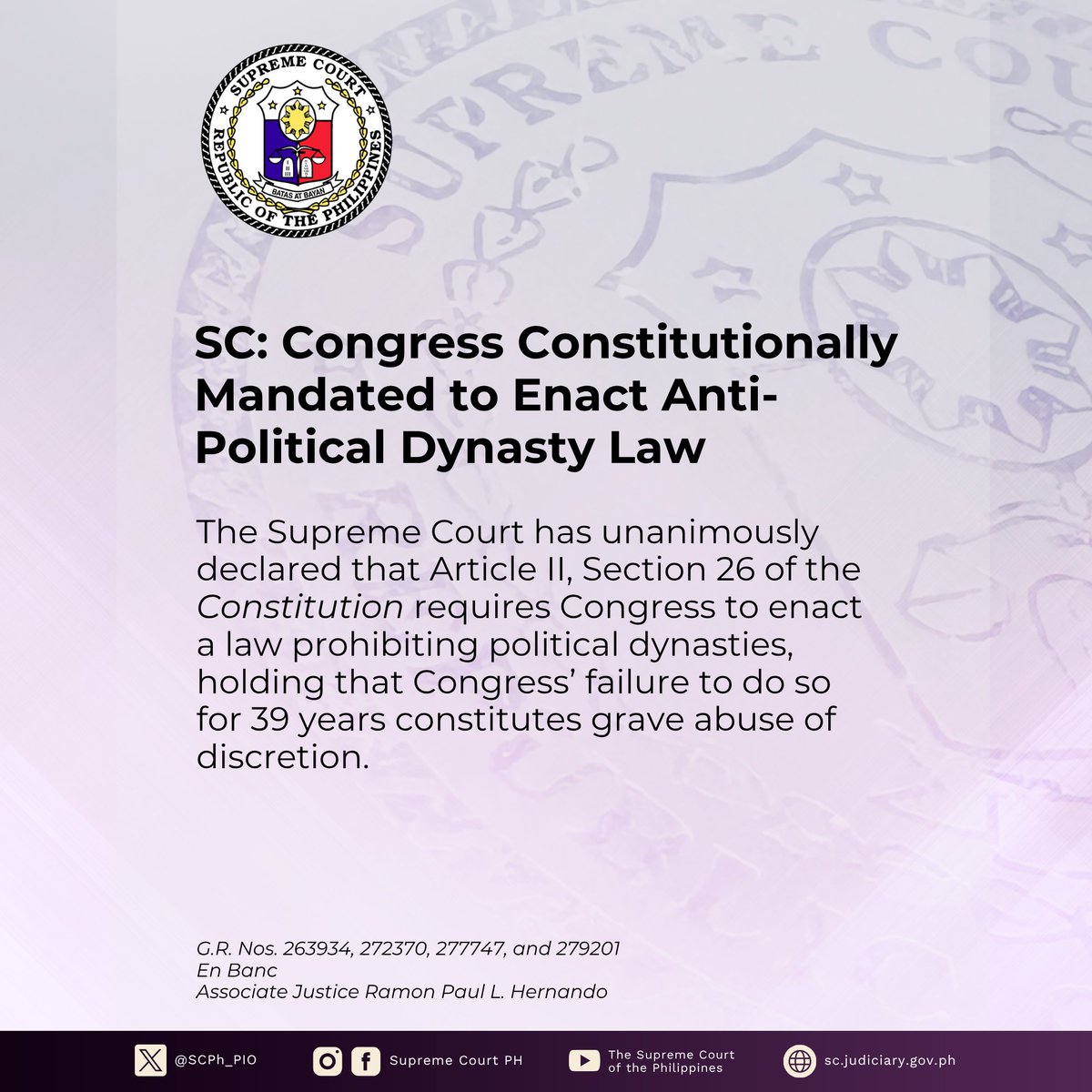 Philippine Supreme Court Tells Congress It Must Ban Political Dynasties